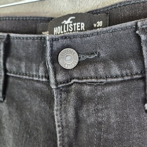 Mens Hollister Black Denim Jeans Slim Straight Advanced Stretch Size 30 X 32 - Picture 5 of 16